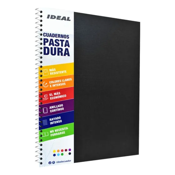 Cuaderno Espiral A4 100hjs 1 Línea Pasta Dura Negro