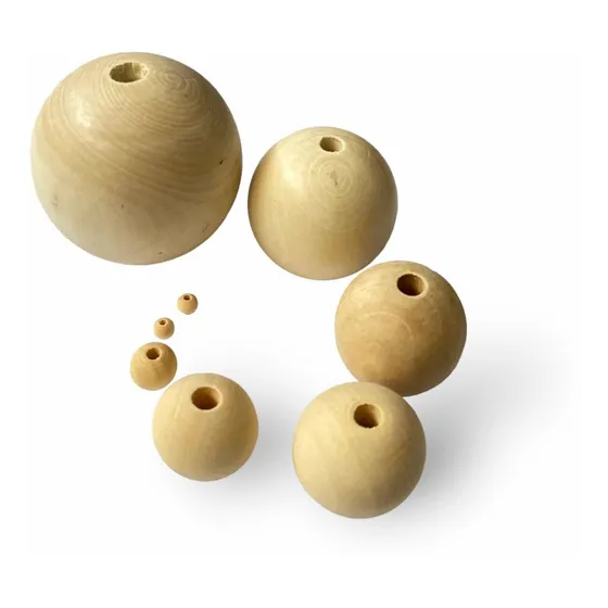 Esfera De Madera, 25mm, Perforada