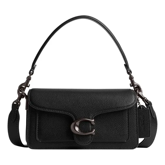 Bolsa De Ombro Coach Polished Pebble Leather Tabby 20 Black