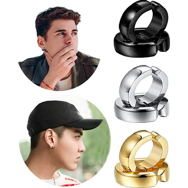 Aretes Presión Argolla Moda Acero Resistente Piercing Unisex