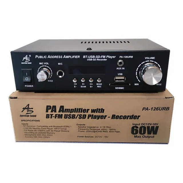 Amplificador De Perifoneo 12v American Sound Pa-126urb