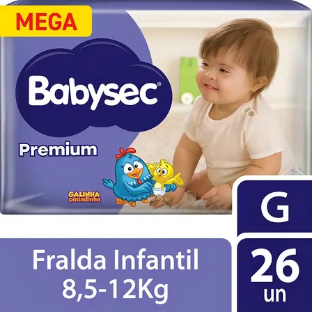 Fralda Babysec Premium Mega G 26 unid