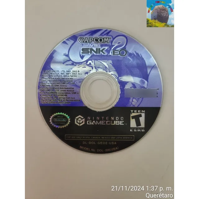 Capcom Vs. Snk 2 Eo - Nintendo Gamecube, Solo Disco Funciona