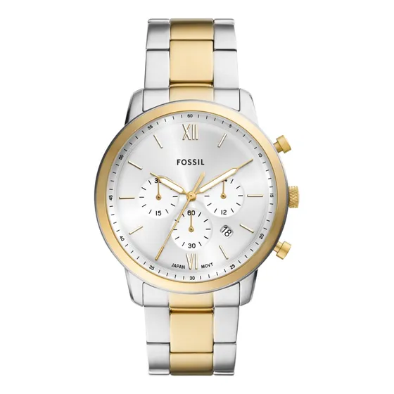 Reloj Hombre Fossil Fs6112 De Acero Dorado, Plateado