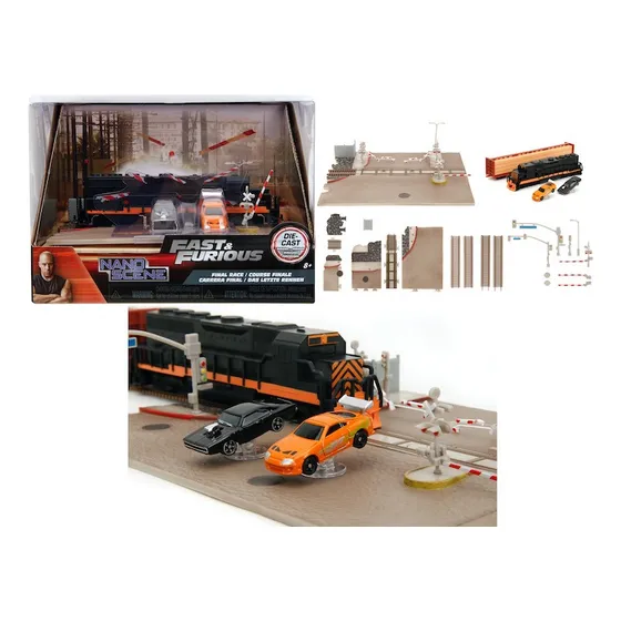 Diorama Jada Nano Scene Train Fast And Furious Final Race, cor laranja