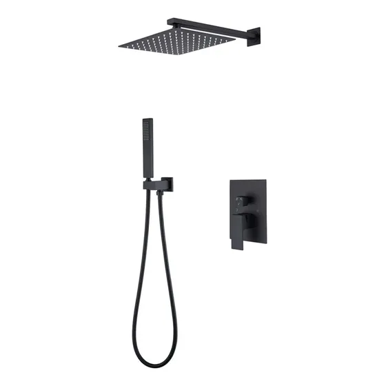 Kit Mezclador Ducha Con Teleducha Y Regadera Negro En Acero