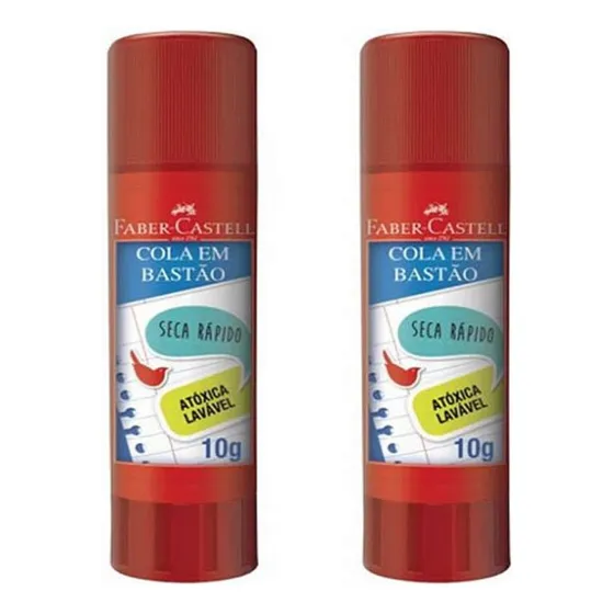 Cola Bastão Faber-castell 10 Gramas - Kit C/02 Unidades Cor Branco