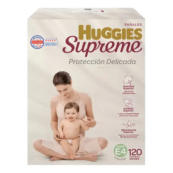 Huggies supreme pañales Etapa 4 Unisex 120 pzas