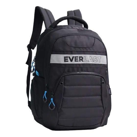 Mochila Everlast Urbana Deportiva 18 PuLG Reforzada Unisex Color Negro Diseño De La Tela Lisa