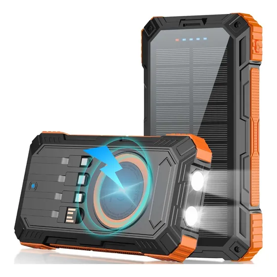 Cargador Portatil Solar 40000mah 22.5w Carga Rapida Power Naranja