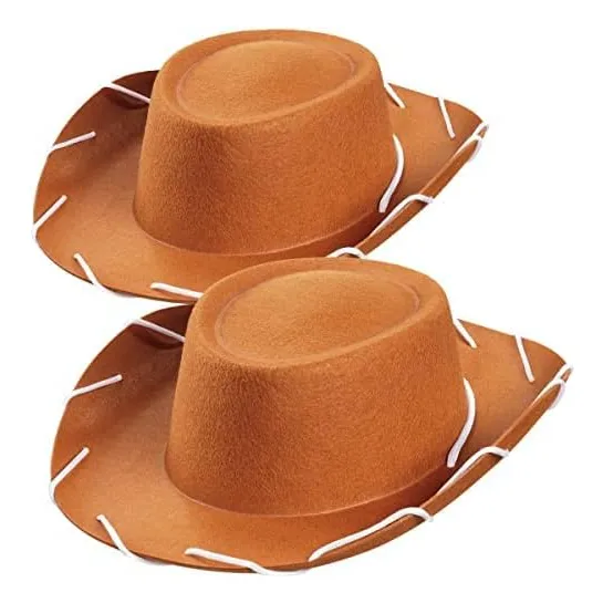 Sombrero Vaquero De Fieltro Marrón Para Niños, Pack De 2
