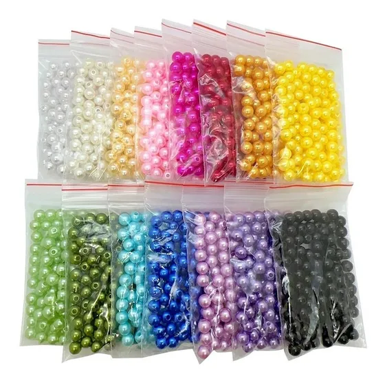 Perolas 6mm Miçangas Sortidas Montar Pulseira 15cores 1500un
