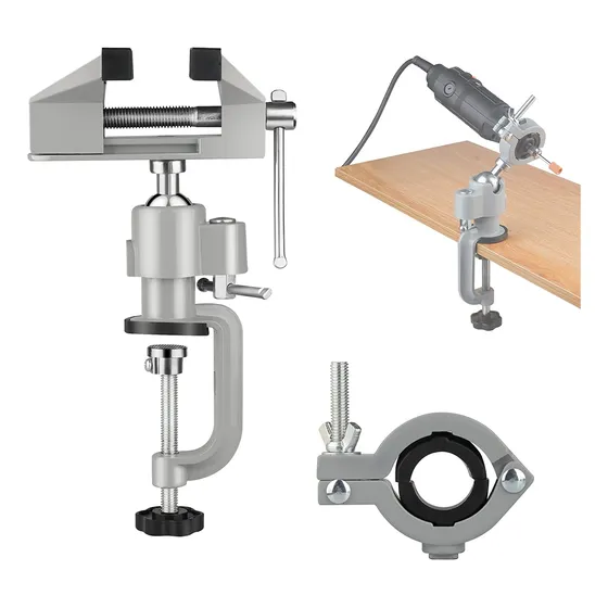 Table Vise,2 In 1 Universal Rotate 360° Work Clampon V...