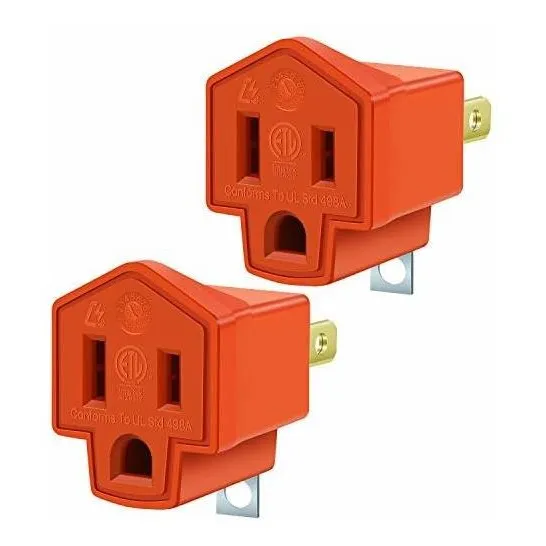 Adaptador Tomacorriente De 3 Clavijas Juego 2 Pzas Naranja
