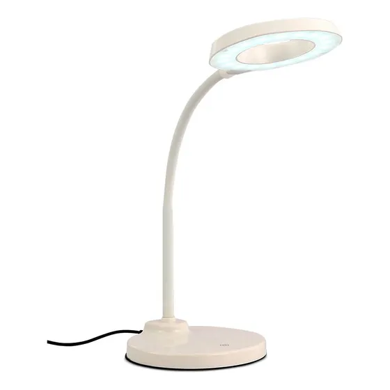 Lámpara De Mesa Led - Regulador De Intensidad - Cargador Usb Estructura Blanco Pantalla Blanco