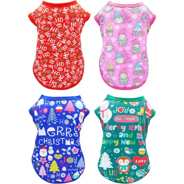 Camisetas Navideñas Para Perros Pequeños, X-small, Manga Cor