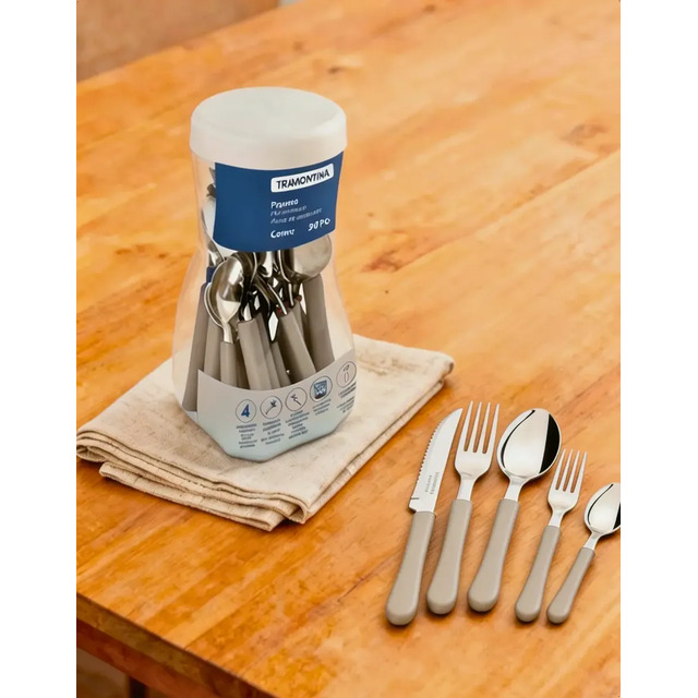 Faqueiro Tramontina Aço Inox 20 Peças Jogo Talheres Cinza Cinza Faqueiro Tramontina Aço Inox 20 Peças Jogo Talheres Cinza Cinza