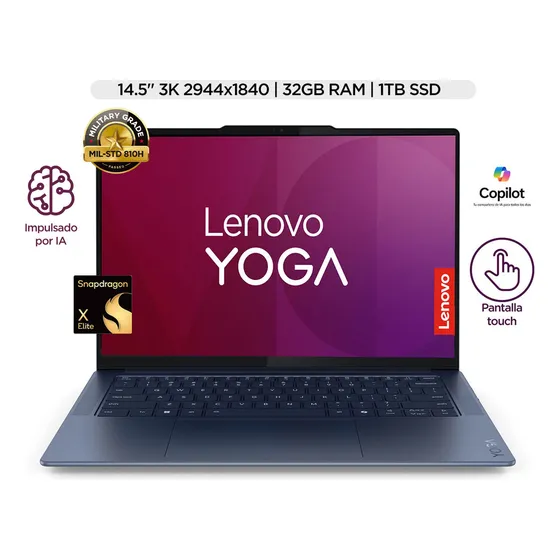 Laptop Lenovo Slim 7 Touch Copilot+ Snapdragon X 32gb + 1tb Cosmic Blue