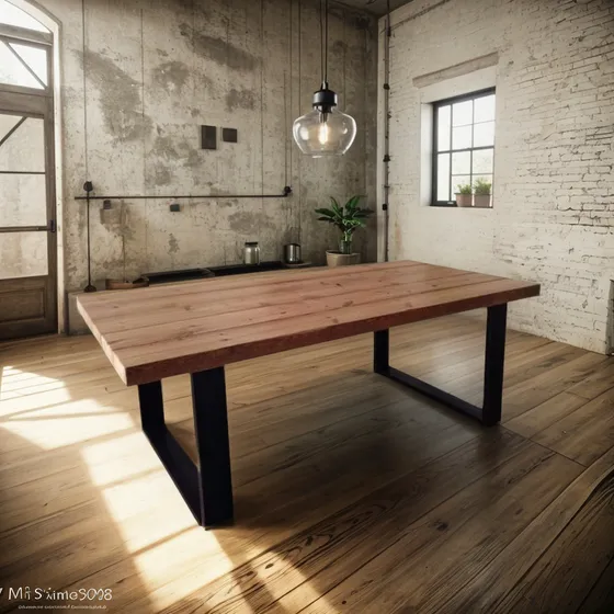 Mesa De Comedor Estilo Industrial 1.50x80x80 Hierro Y Madera