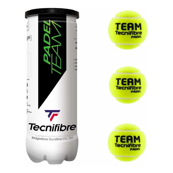 Pelotas De Padel Tecnifibre Team Tarro De 3 Pelotas Competición Cancha Tubo de Bolas Color Amarillo