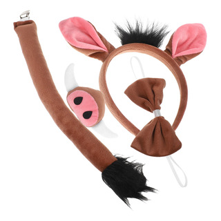1 Juego De Diadema Y Cola Con Orejas De Cerdo Para Niñas 1 Juego De Diadema Y Cola Con Orejas De Cerdo Para Niñas