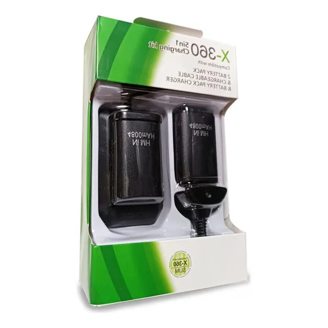 2 Bateria Xbox 360 Con Cable Cargador + Base Cargador