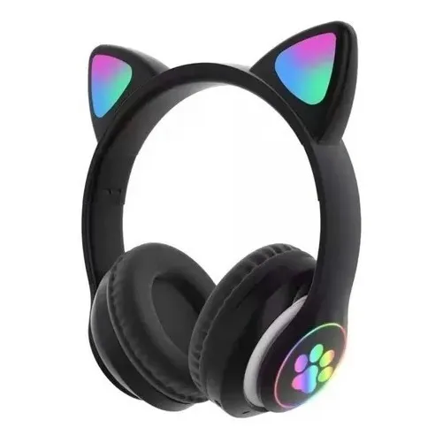 Fones de ouvido para jogos sem fio CAT Bluetooth RGB VIV-23M pretos com luz LED colorida