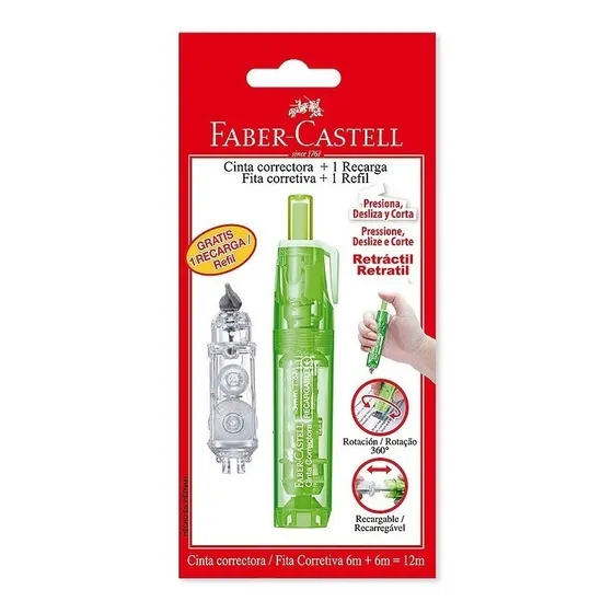 Cinta Correctora Faber Castell Retráctil + Repuesto