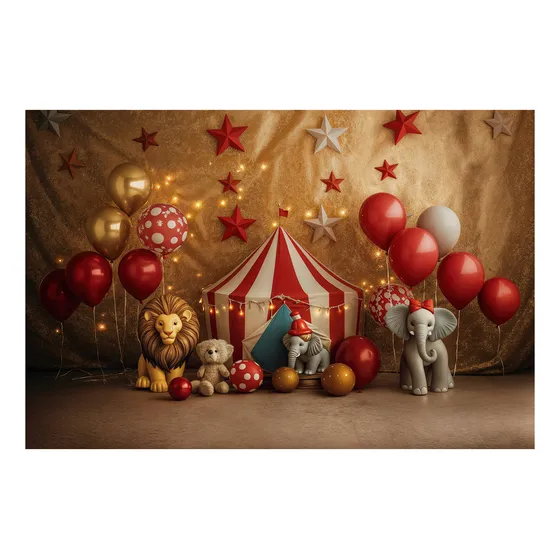 Fundo De Tecido Para Fotos Criativas - Tema Circo 220x150 Cm Cor Colorido Desenho Impresso Circo - Ffh805
