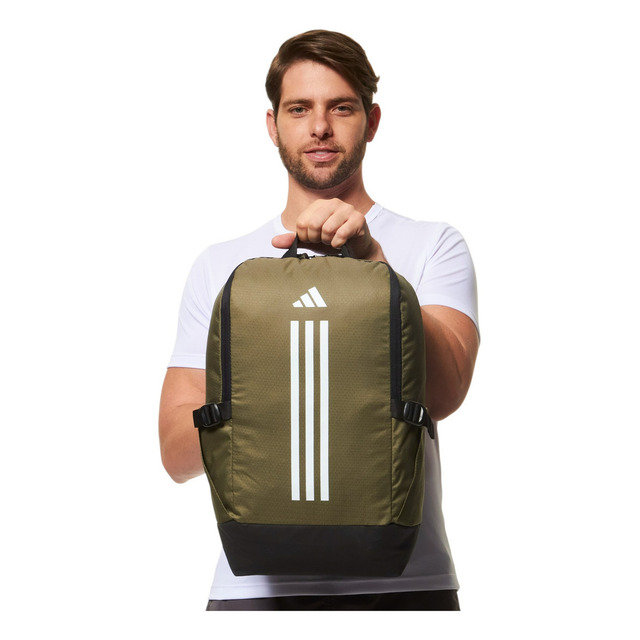 Mochila Essentials 3 Listras adidas Verde Liso Mochila Essentials 3 Listras adidas Verde Liso