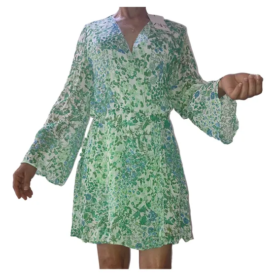 Zara Vestido Mujer Adulto Escote V Larga Muslo Poliéster