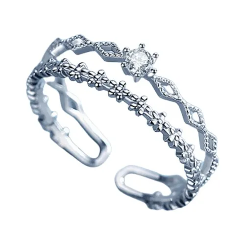 Anillo De Dedo Ajustable De Doble Capa, Circonio, Importado