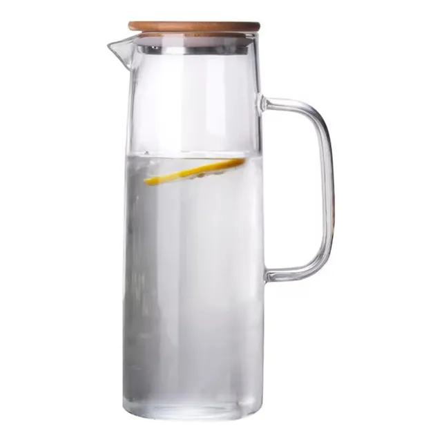 Jarra De Vidrio Con Tapa De Bambú 1500 Ml Para Infusiones