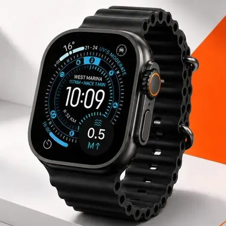 Relogio Smartwatch S9 Ultra Bluetooth 49mm Inteligente Preto NFC Chamadas Notificações Pulseira Extra e Película Mzcell