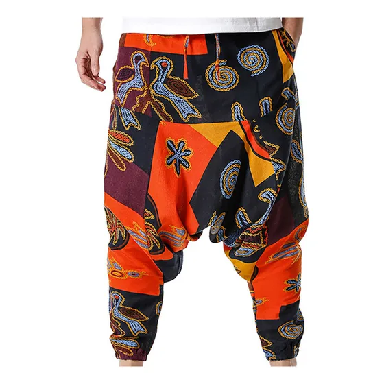 Pantalones En Forma De U Para Hombre, Hippie, Holgados, Bohe