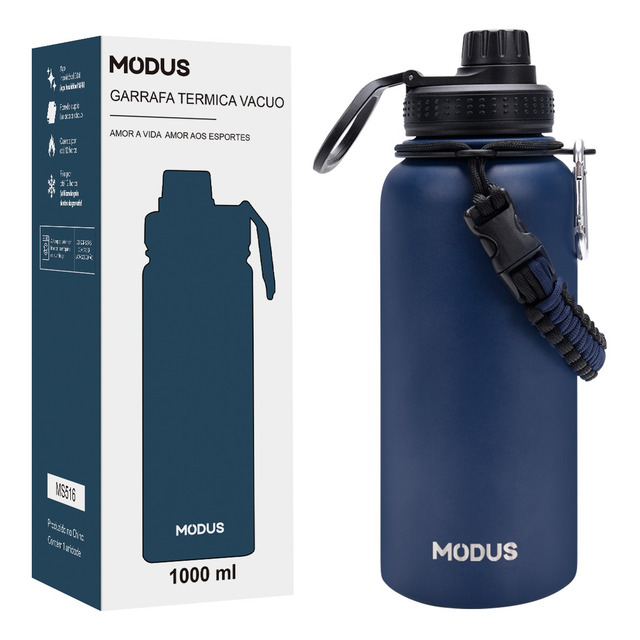 Garrafa TĂ©rmica De Ăgua Isolada 1000ml De Aço Inox Com Alça Garrafa TĂ©rmica De Ăgua Isolada 1000ml De Aço Inox Com Alça