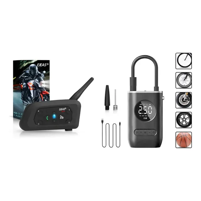 Intercomunicador Moto Ejeas V6 + Compresor Mini Portatil Usb