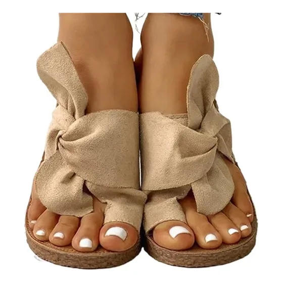 Sandalias Dama Playa Con Lazos Lisa De Planas Casuales Moda