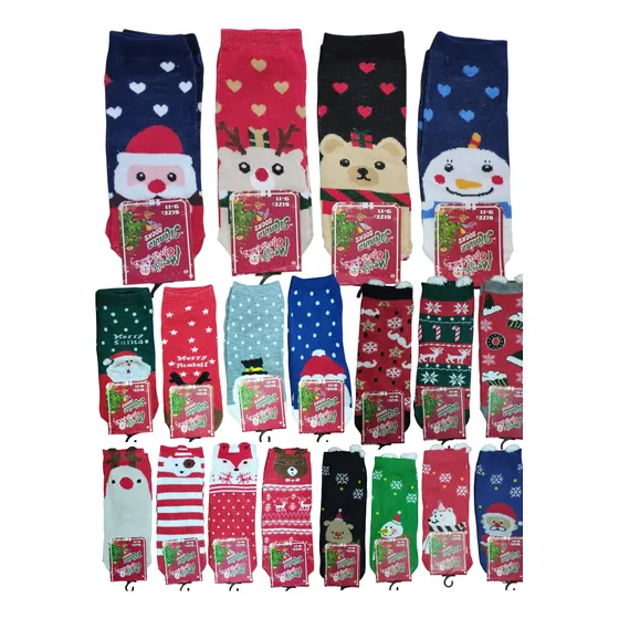 Medias De Navidad Niños Por Docena Navideñas Tobillera Corta