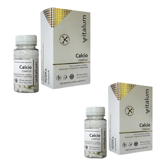 Pack 2 Calcio + D2 + K2 + B9 Complex Vitalum 60 Caps