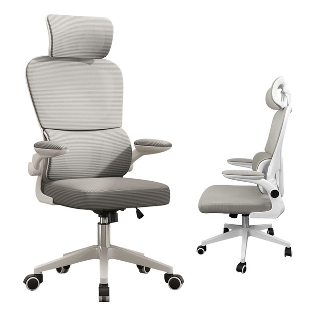 Cadeira De Escritório Python Fly Xhocb07 Ergonômica Branca E Cinza Com Estofado De Malha Cadeira De Escritório Python Fly Xhocb07 Ergonômica Branca E Cinza Com Estofado De Malha