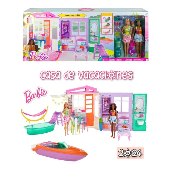 Set Casa De Vacaciones Barbie C 2 Muñecas Y Accesorios 2024