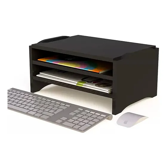 Suporte Ergonomico Para Monitor Preto 3 Gavetas Apoio Altura