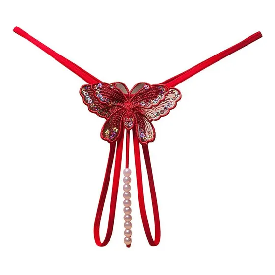 Tanga Hilo Sexy Mariposa Con Perlas Sensuales De Tentacion