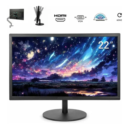 Monitor 22 Full Hd 1920*1080 Vesa 75mm 16:9 Hdmi Vga 5ms Preto 127/220v