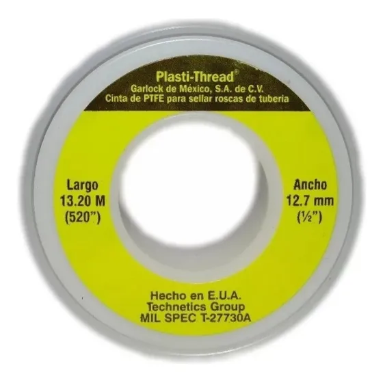 10 Pzas Cinta Pte Teflon Garlock Plastithread 1/2 X 13.20mt