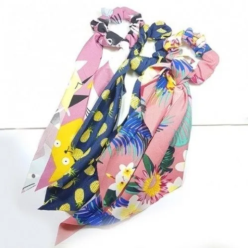 Scrunchies De Tela Estampadas Tira Larga Por Pack De 12 U.