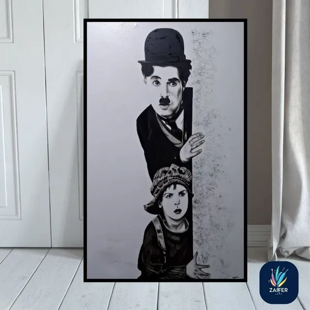 Chaplin Blanco Pintura Oleo Sobre Lienzo - Cuadro De Autor