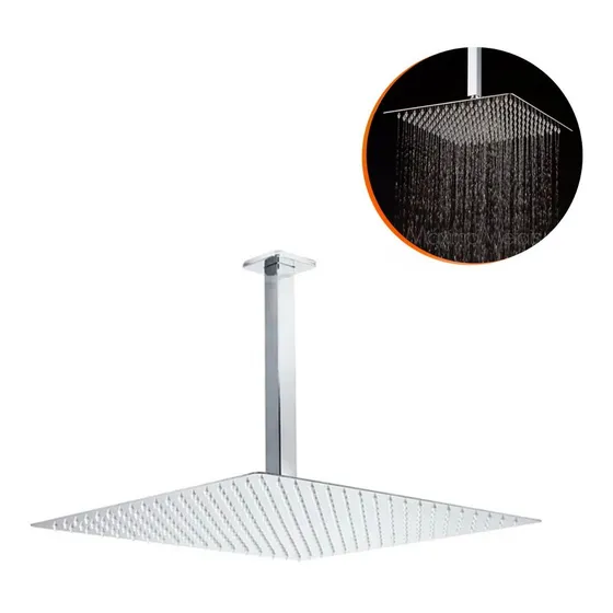 Chuveiro Ducha Quadrada Inox 30x30 Braço Quadrado Teto