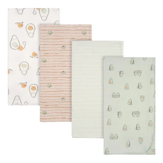 Set 4 Sábanas Recibidores Bebé Mvd Kids Color Verde Diseño De La Tela Paltas